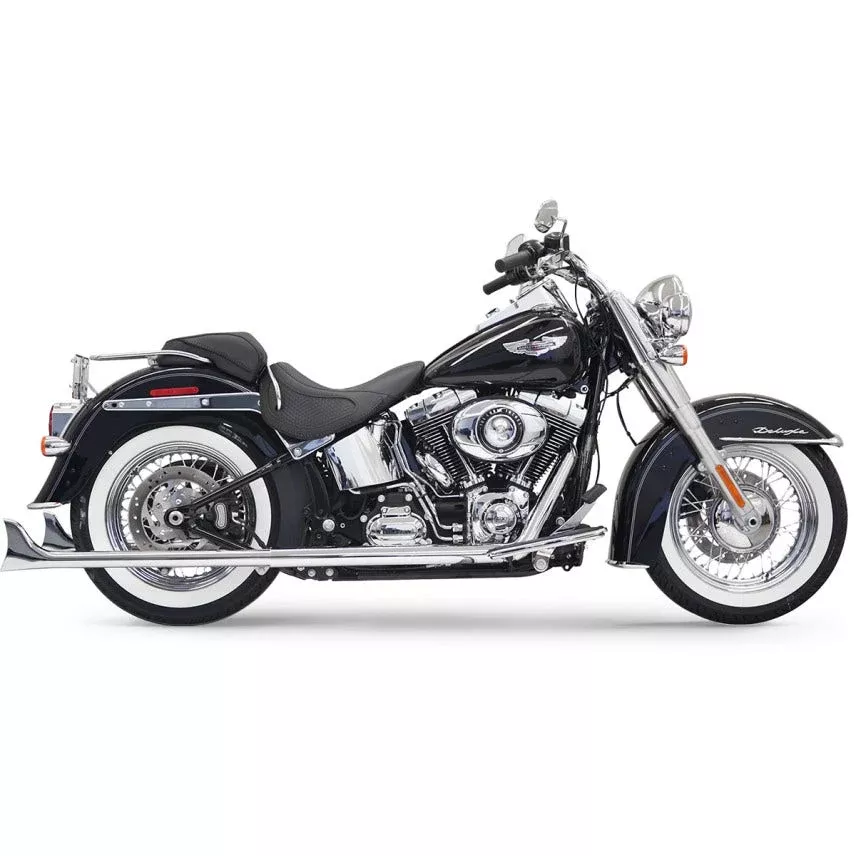 Bassani Chrome True Dual Exhaust W/ 33" Fishtail Tip Mufflers Harley Softail 07-15