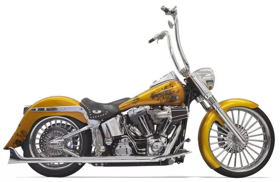 Bassani Chrome True Dual ExhaustW/ 30" Fishtail Tip Mufflers Harley Softail 07-15