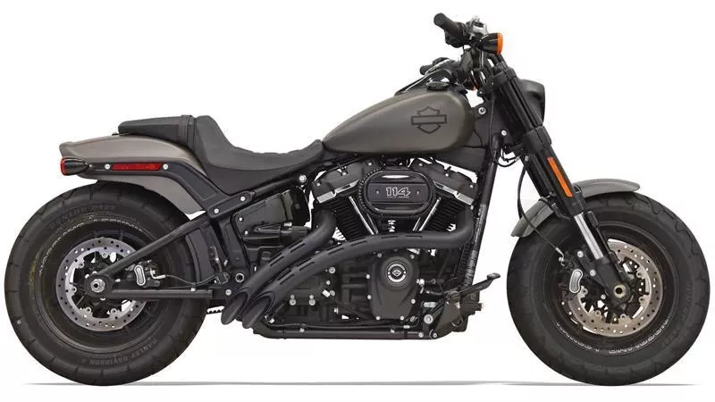 Bassani Radius Sweepers for '18-26 Harley Davidson Softail Models - Slotted Heat Shield Black (Click for Fitment)