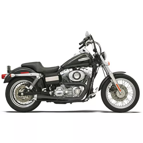 Bassani Road Rage 2-Into-1 Exhaust for 1991-2017 Harley Dyna - Black
