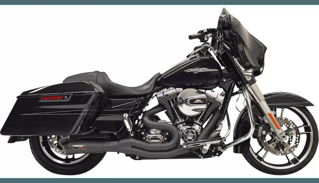 Bassani Road Rage II 2-Into-1 Mid-Length Exhaust System for '07-16 Harley Davidson Twin Cam Touring Models - Black