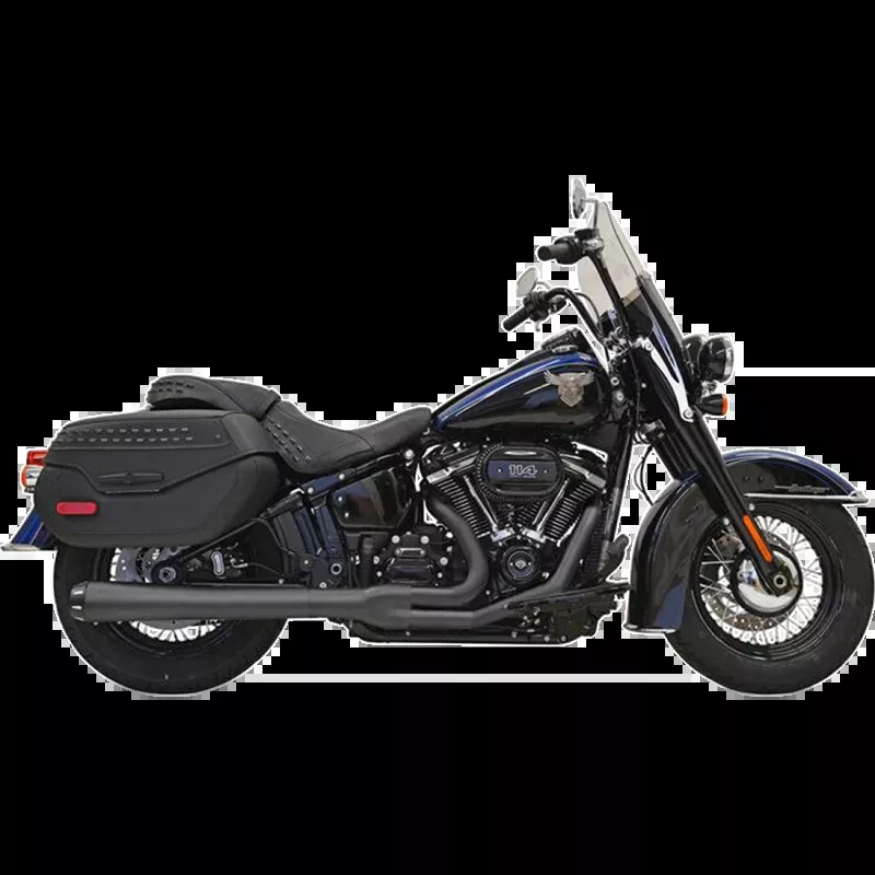 BASSANI TOURING BLACK 2:1 EXHAUST HARLEY DAVIDSON SOFTAILS 18-25