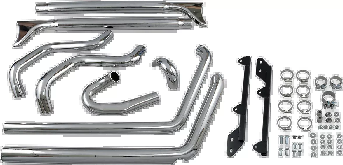 Bassani True Dual Fishtail Chrome 2-2 Motorcycle Exhaust 2007-17 Harley Softail