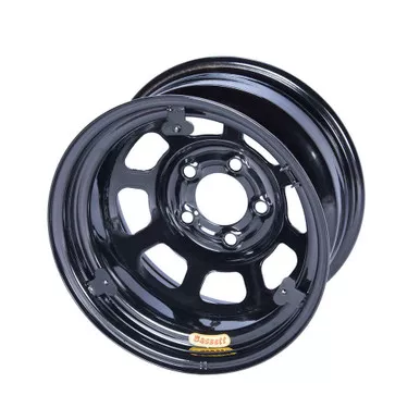 Bassett 15x8 IMCA Wheel D-Hole Black 5x5 w/ Tabs 3in 58D53IRING