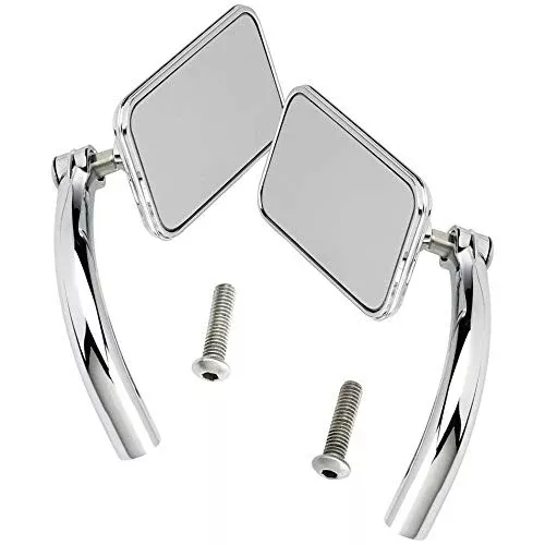 Biltwell (REC-HD-CP) Rectangle Perch Mount Mirror For H-D (Pair) -Chrome