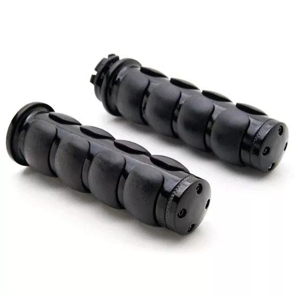 Black Comfort Rubber Motorcycle Handlebar Hand Grips (1")