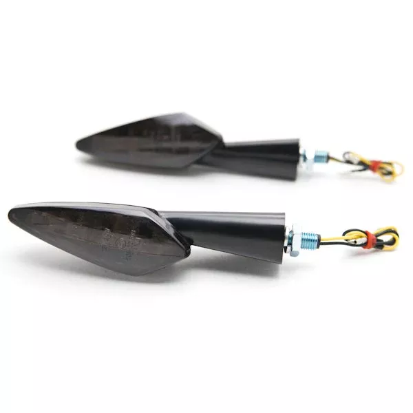 Black Custom LED Turn Signals Smoke Lens Indicator Lights Lamp Chopper Cruiser