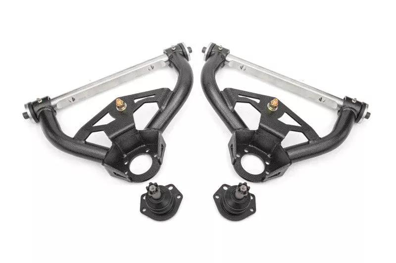BMR Suspension Non-Adjustable Upper A-Arms Delrin Standard Ball Joint – Black Hammertone fits 1978-1987 Buick Regal
