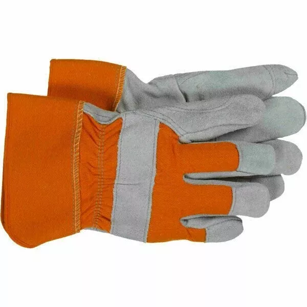 Boss 1JL2395 Leather Palm Work Gloves Large - Orange/Grey (1 Pair)