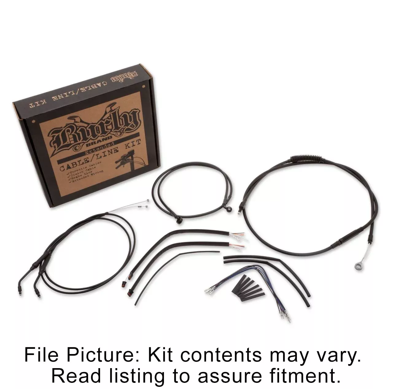 Burly Black Vinyl Extended Cable Kit 12" Bars Harley Sportster 07-13 Single Disc