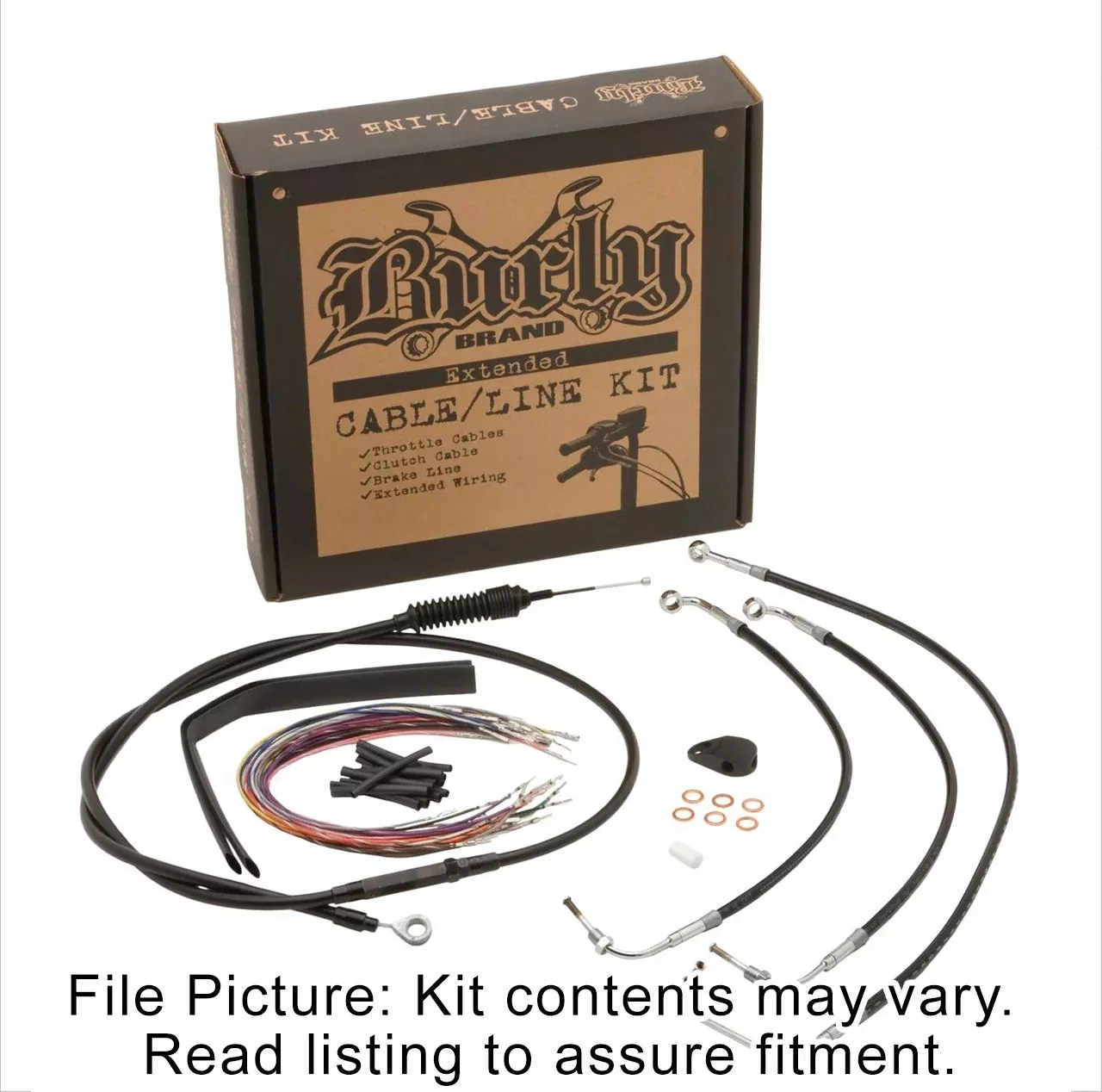 Burly Black Vinyl Extended Cable Kit for 13" Bars Harley Touring W/ABS Non CVO