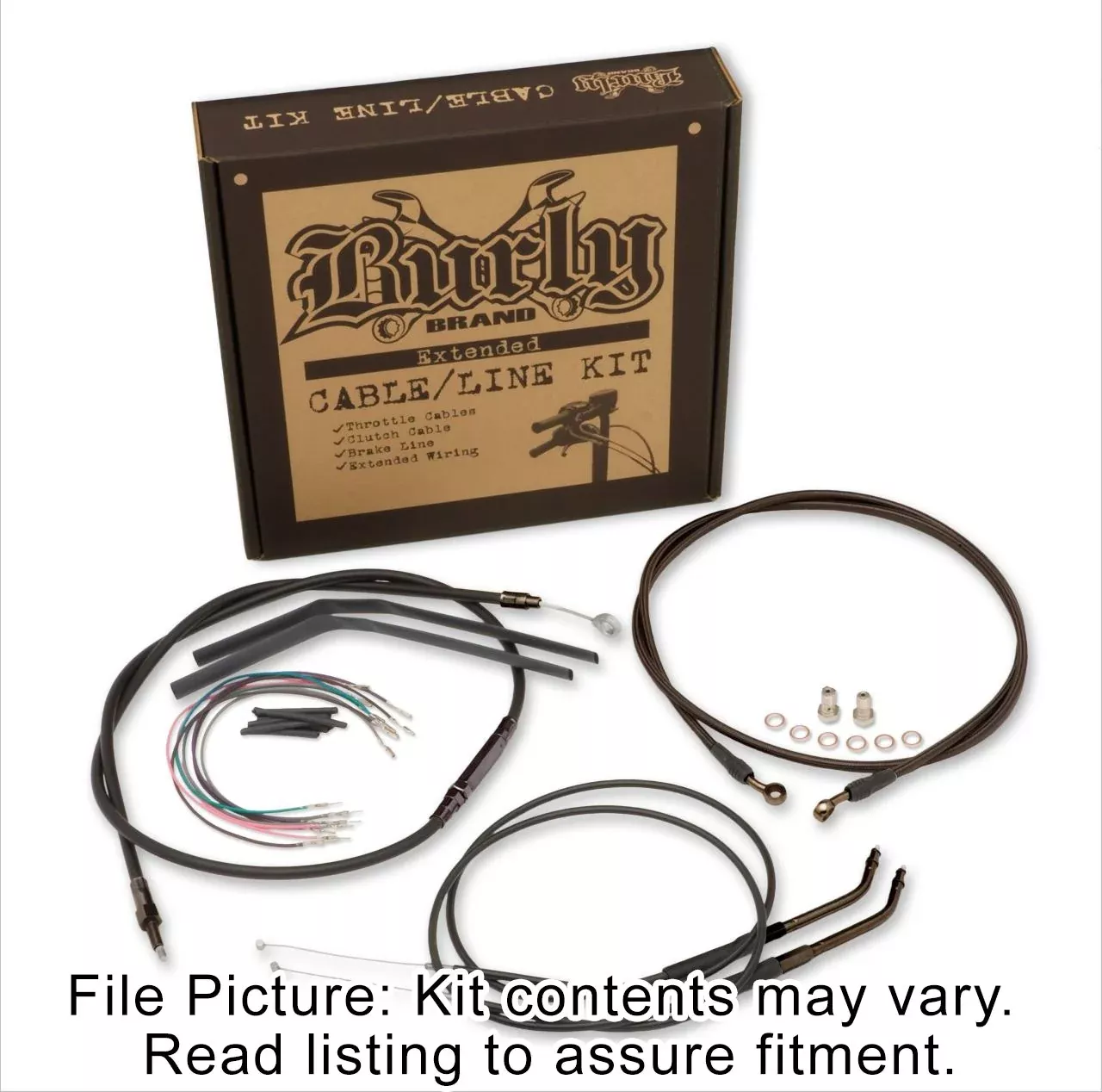 Burly Black Vinyl Extended Cable Kit for 14" Handlebars Harley Dyna FXD 12-14