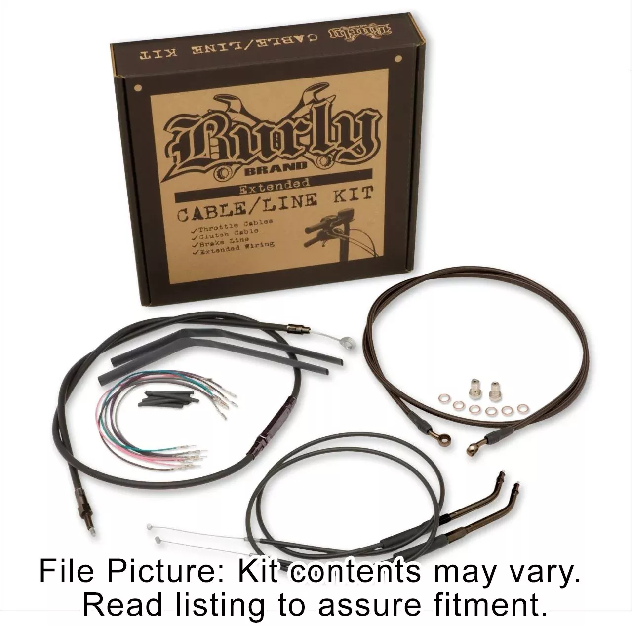 Burly Black Vinyl Extended Cable Kit for 14" Handlebars Harley FLST 00-06