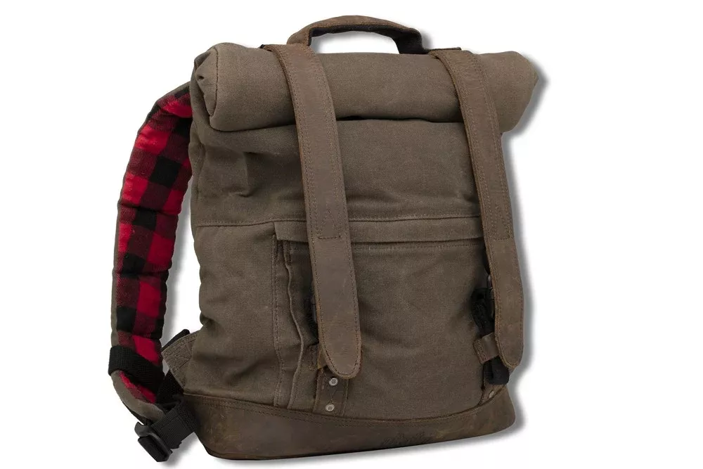 Burly Brand B15-1020D – Voyager Waxed Canvas Roll Top Back Pack – Dark Oak