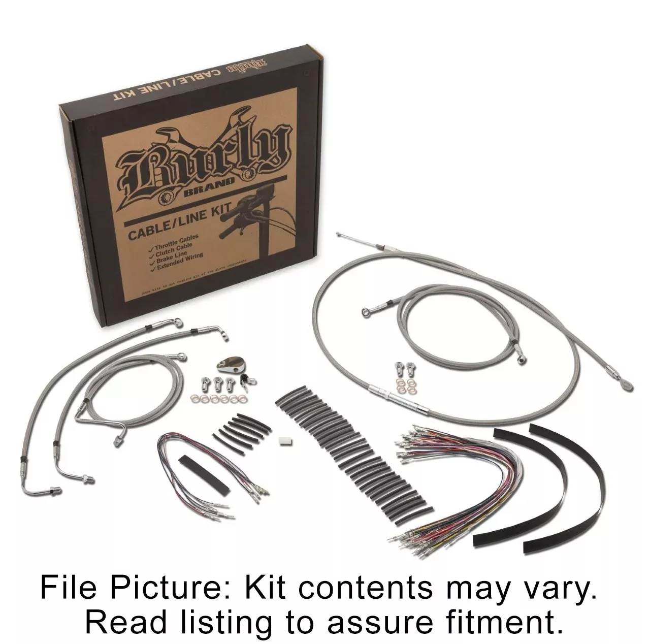 Burly BrandStainless Extended Cable Kit Harley 08-13 W/O ABS 13" Handlebars