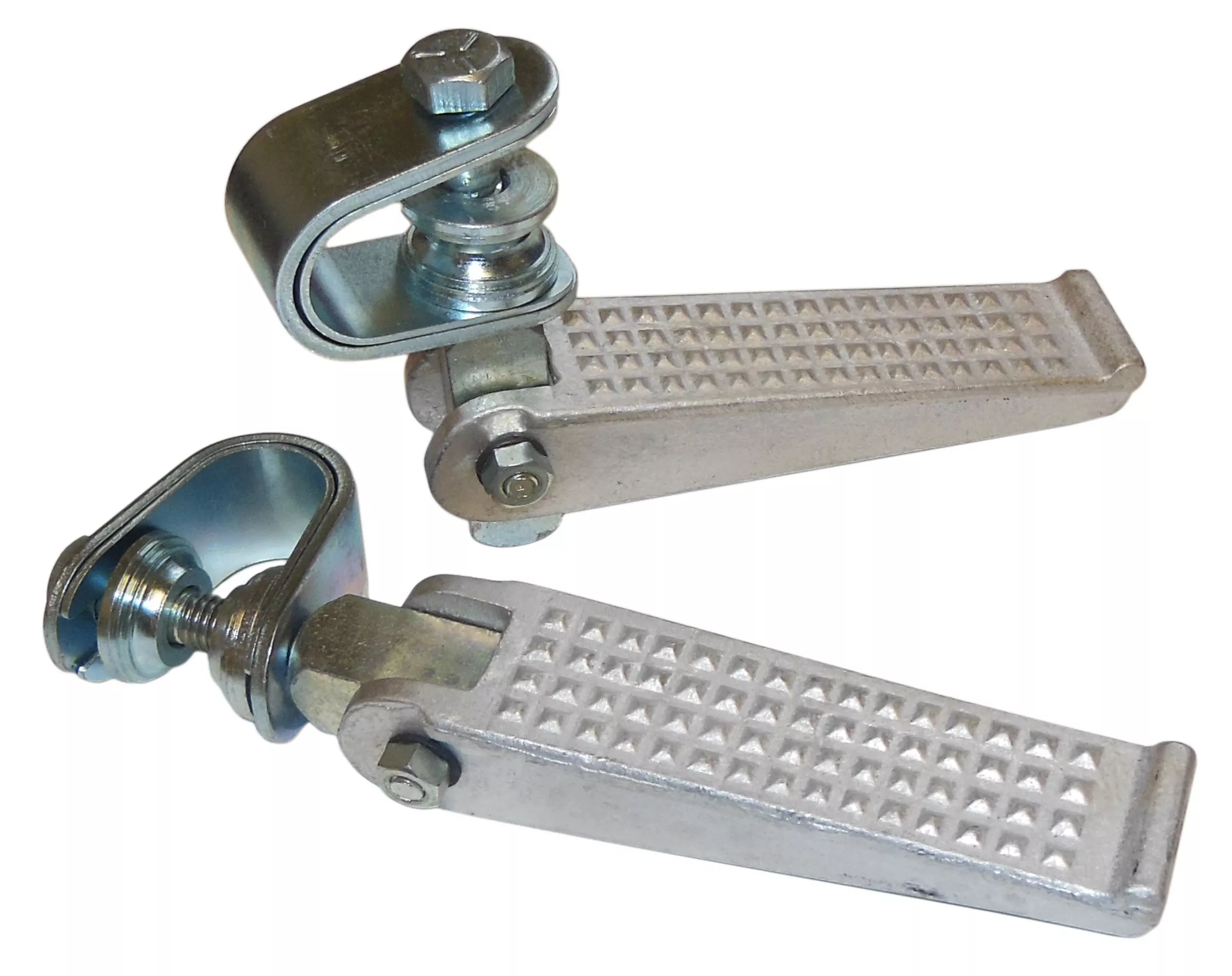 Cast Aluminum Footrest Kit with Clamps | Fits 7/8" & 1" Frame Tubing