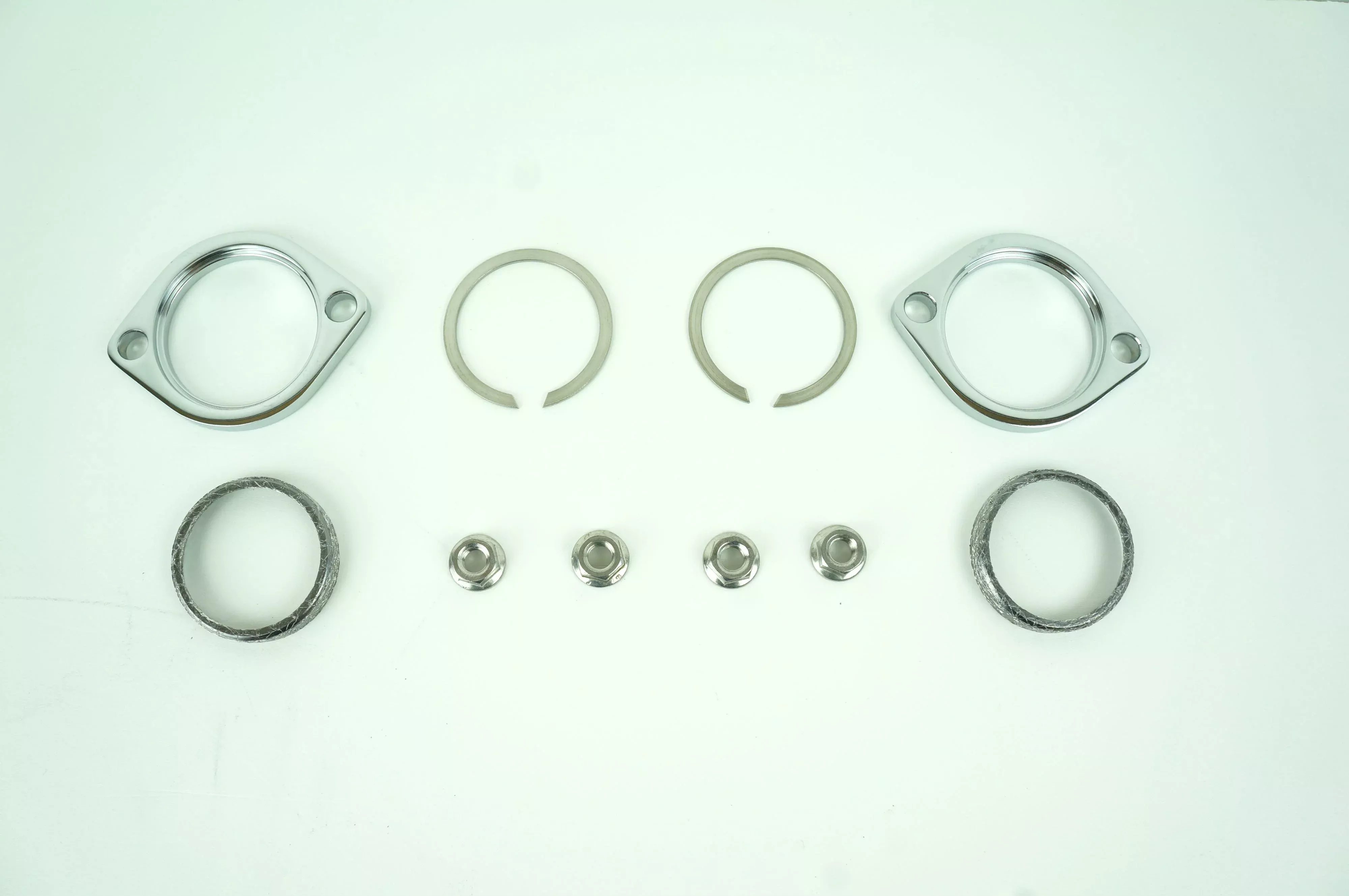 Chrome Exhaust Flange Gasket Serrated Nuts Installation Kit Harley EVO Twin Cam & XL
