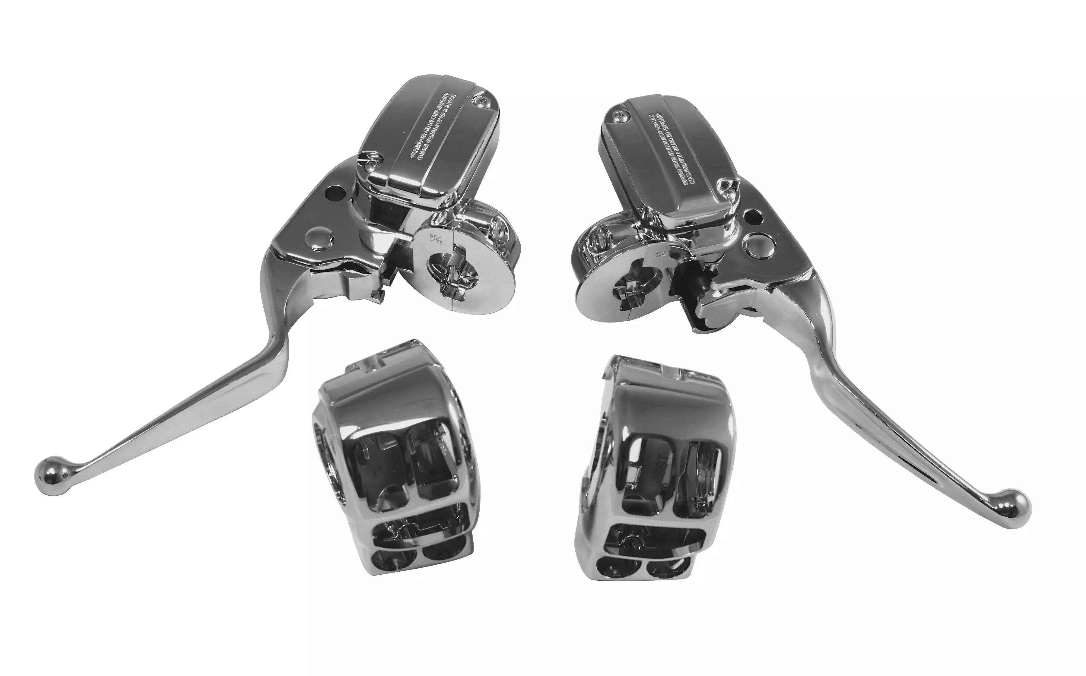 Chrome Hydraulic Brake Clutch Handlebar Control Kit Switch Housings Harley FLH 14-16