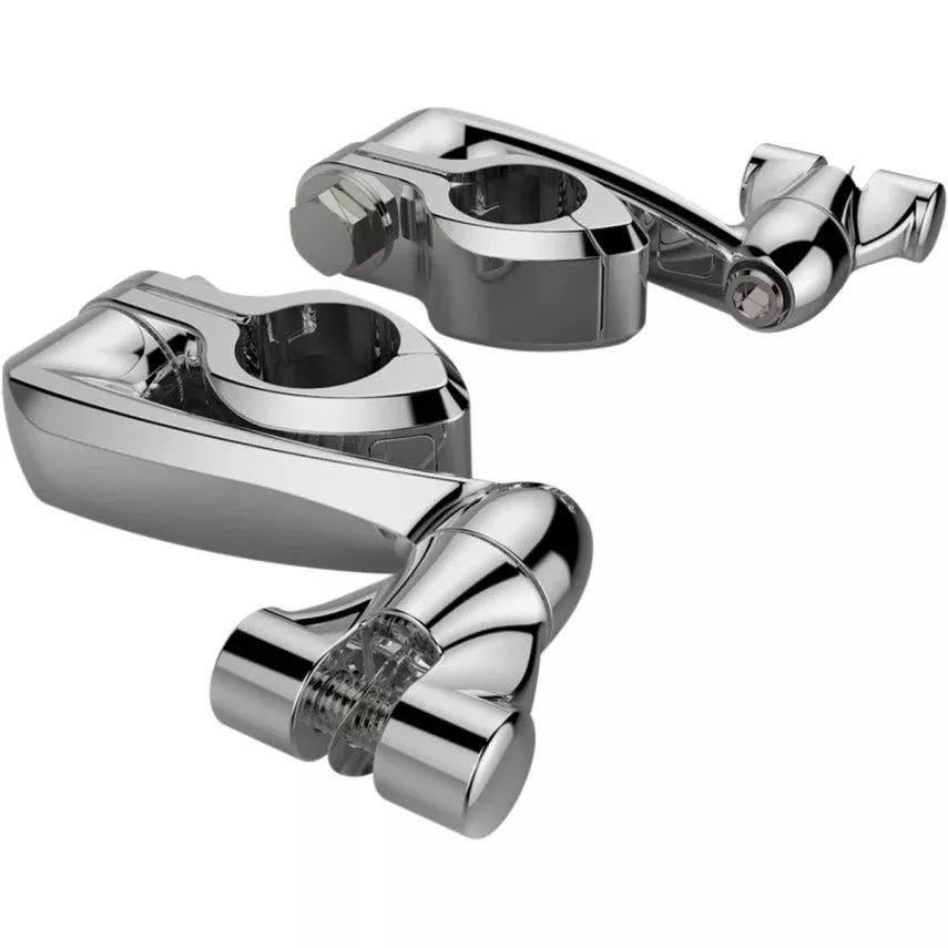 Ciro Chrome Adjustable 1-1/4" Hi-Way Bar Mount 4" Extension Arm Clevis Mount