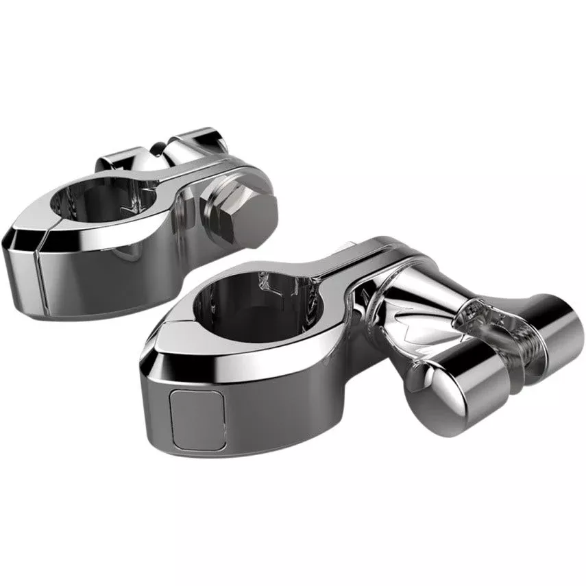 Ciro Chrome Adjustable Pinless 1-1/4" Hi-Way Bar Mount w/ Female Footpeg Clevis