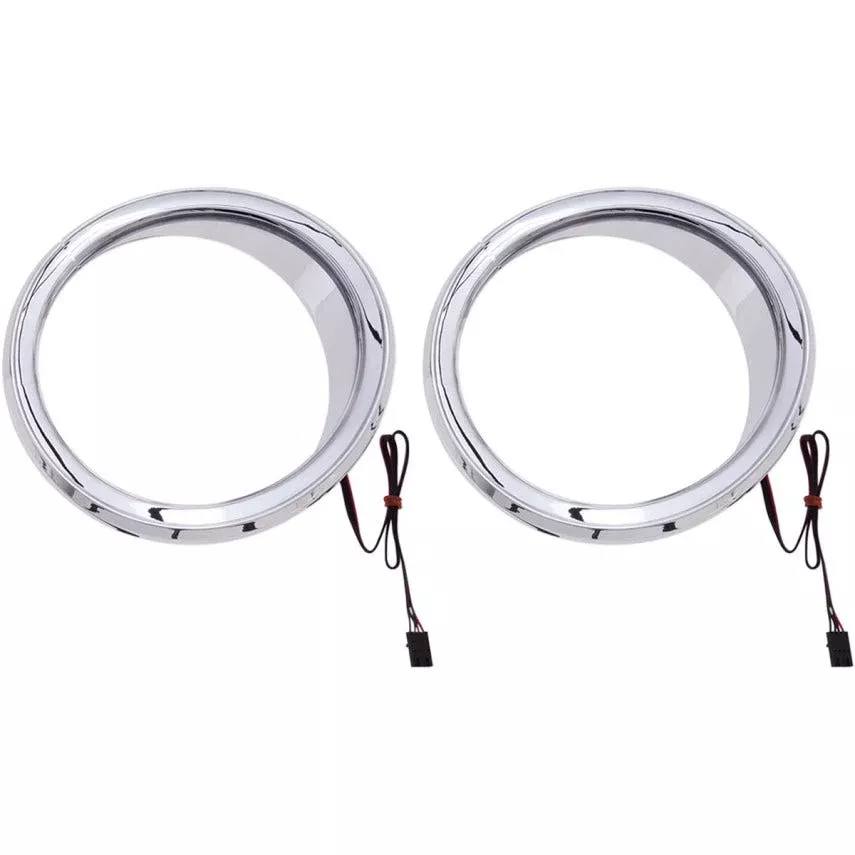Ciro Chrome LED Front Speaker Bezels Accents for Harley Batwing FLH/T 14-16