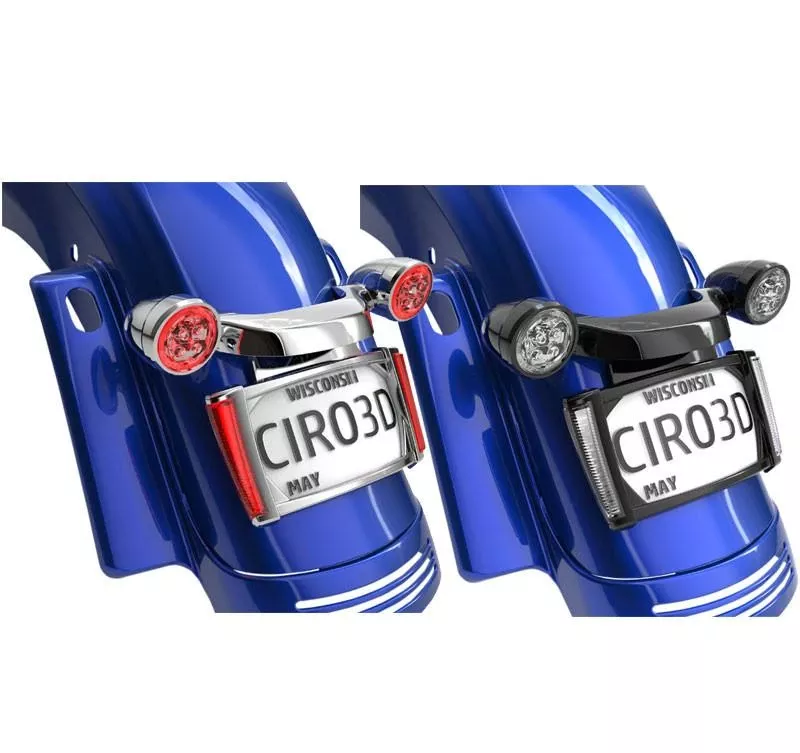 Ciro LED Lighted License Plate Frame for '14-24 Harley Davidson Road King Special, '14-23 Road Glide, Street Glide Touring (4 Styles) See Fitment