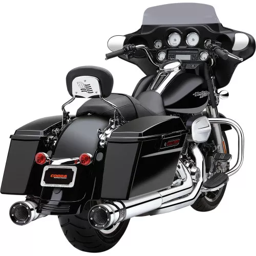 Cobra 4.5" Race-Pro Slip-Ons Exhaust Mufflers for 1995-2016 Harley Touring - Chrome
