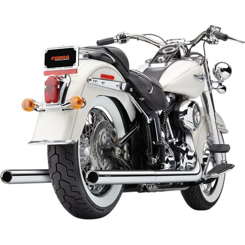 Cobra Chrome Dual Exhaust System with Billet Tips for 2007-2011 Harley Softail