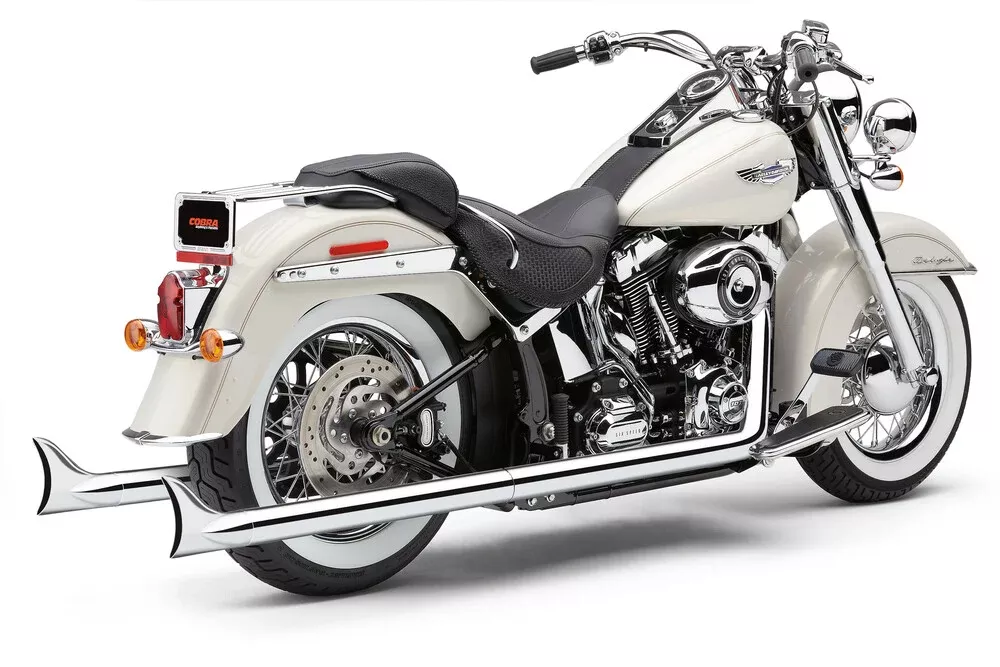 COBRA TRUE DUAL CHROME EXHAUST HARLEY DAVIDSON SOFTAIL 86-99
