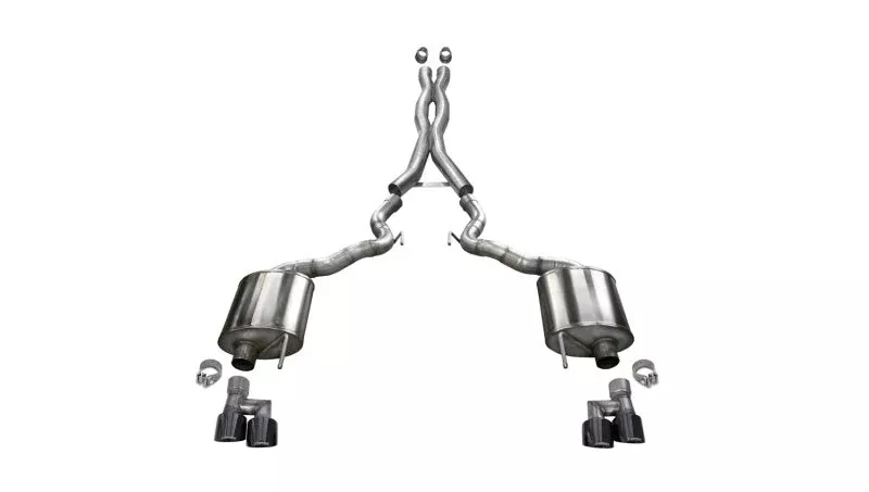 Corsa 18-20 Ford Mustang GT Convertible w/o Active Valves Xtreme Cat-Back w/ Black PVD 4in Tips 21048BLK