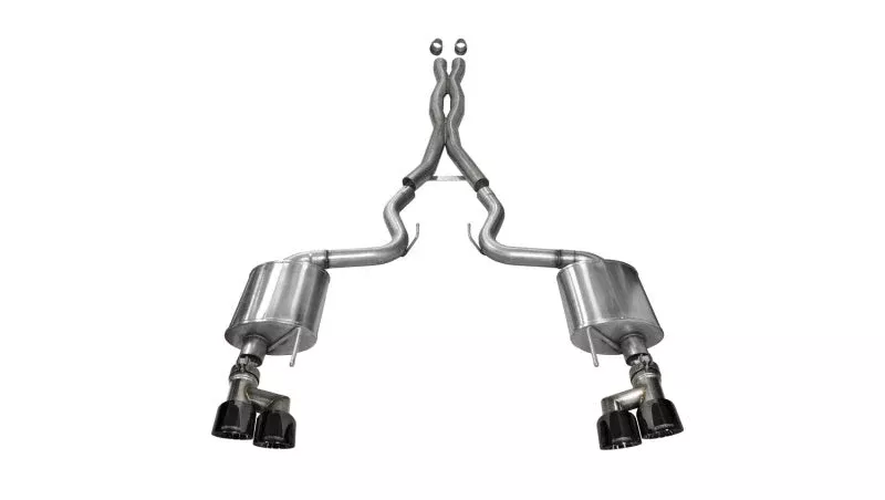 Corsa Performance 15-16 Ford Mustang GT 5.0 3in Cat Back Exhaust Black Quad Tips (Sport)