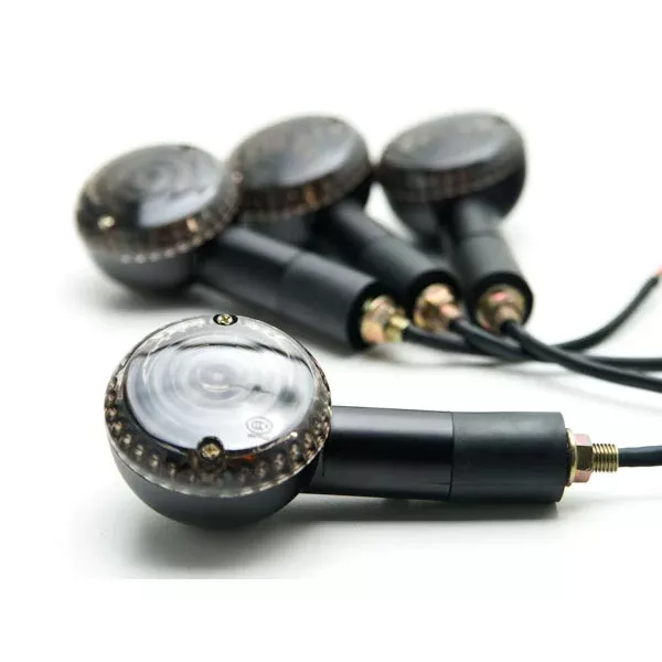 Custom Black Motorcycle Round Turn Signals Light Lamp Smoke Lens Blinkers Pack