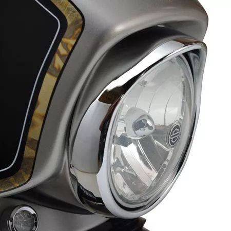 Custom Chrome 7″ Chrome Headlight Trim Ring Visor Raised Point Harley Touring Models