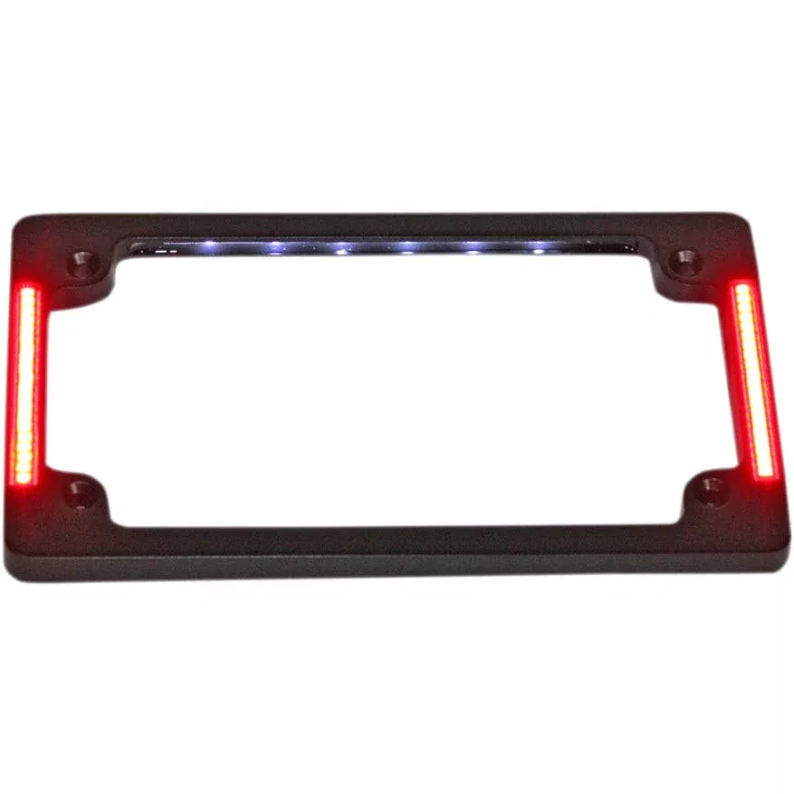 Custom Dynamics Black Tri Horizonal Motorcycle Plate Frames Flush Mount Leds