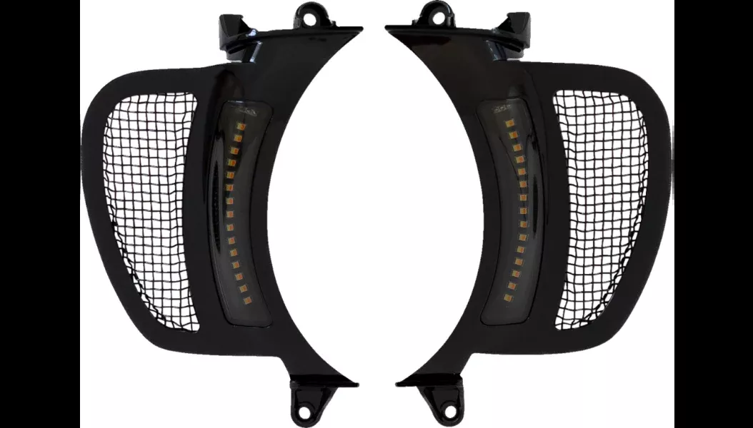 Custom Dynamics Genesis 4 Dynamic LED Road Glide Vent Inserts - Amer/White - Black W/ Black Mesh - 15-23 Road Glide