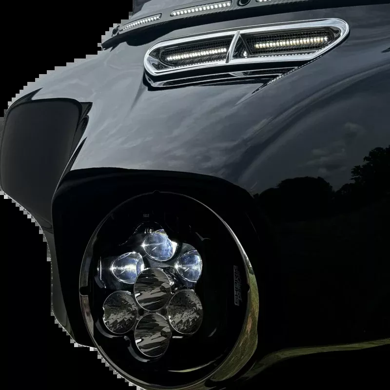 CUSTOM DYNAMICS SHARK DEMON 2 LED HEADLIGHT HARLEY BAGGERS 94-24