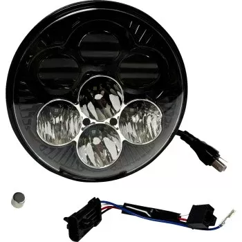 Custom Dynamics Shark Demon 7” LED Headlight with Color Changing Backlight – 14+ Touring – SD2-7-14