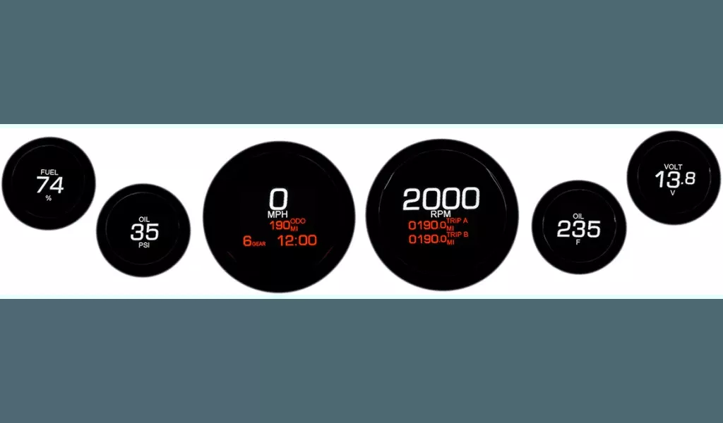 Dakota Digital Six-Gauge MLX Series Kit for ’04-13 Harley Davidson Touring Models – Black Bezels