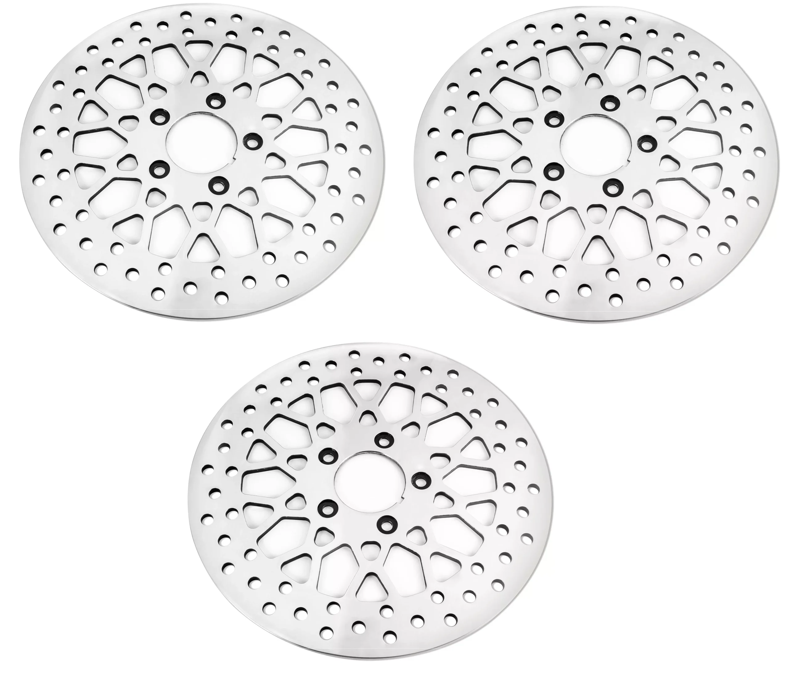 DNA High Polished Mesh Dual Front & Rear 11.5 Disc Rotors Harley Touring 00-07