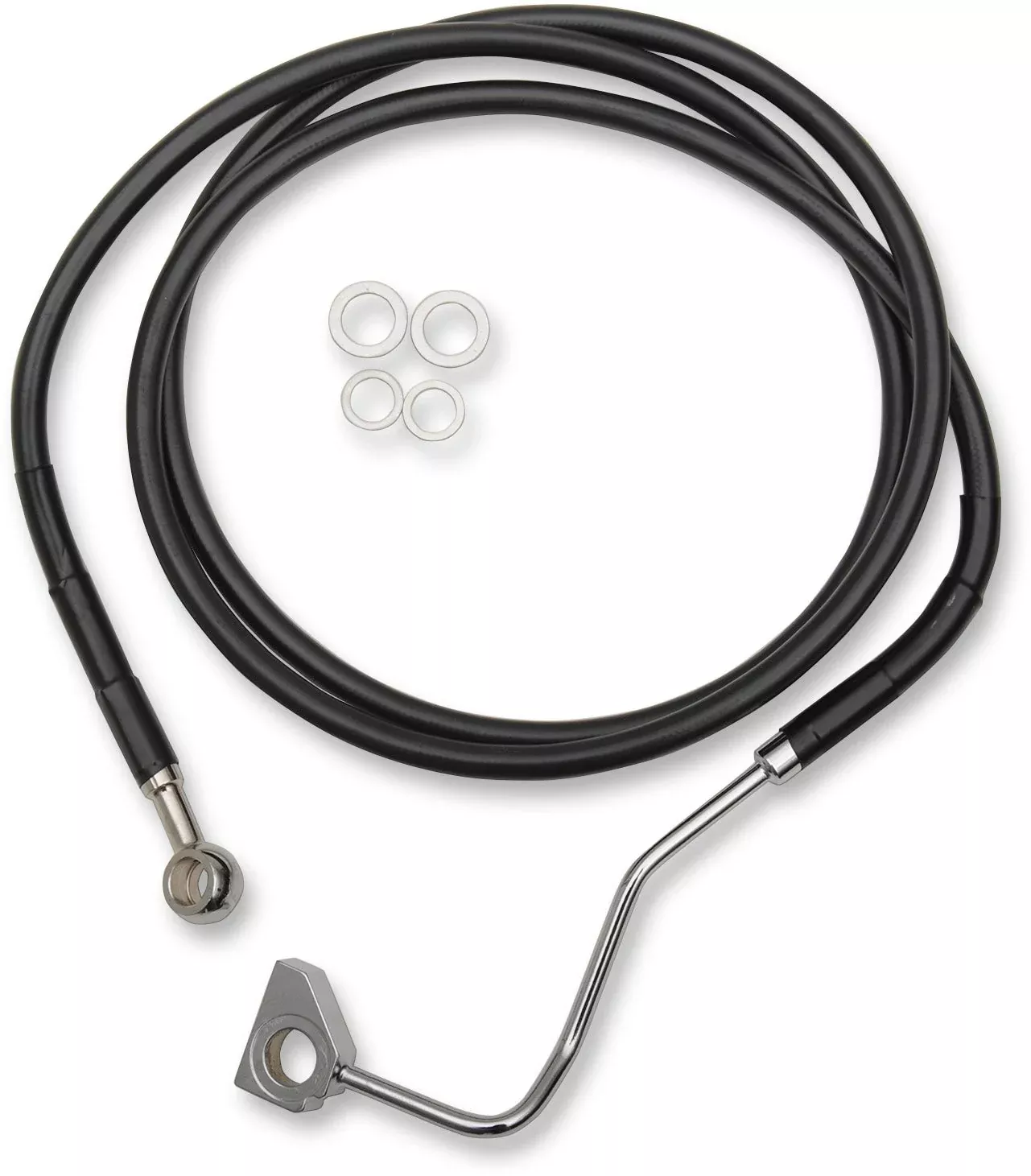 Drag Black Vinyl Extended Length Front Brake Line Harley 14-15 W/ABS Plus 2