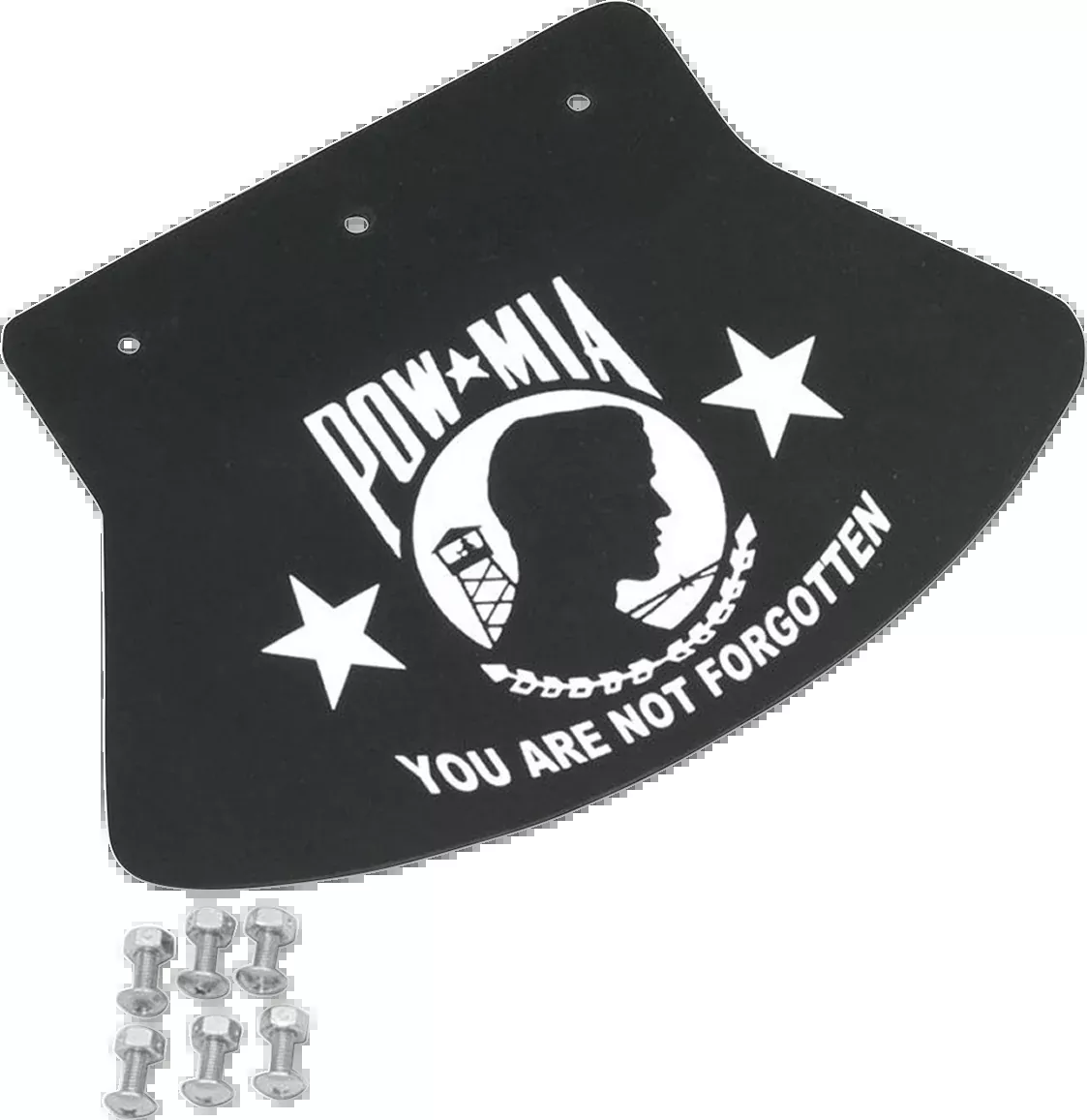 Drag Specialties Black Rubber POW MIA Rear 9 1/2" X 6 1/2" Motorcycle Mud Flap