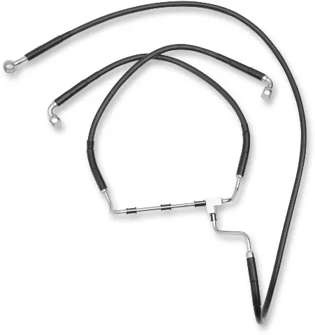 Drag Specialties Black Vinyl +2" Extended Brake Line Kit 2014-25 Harley Touring