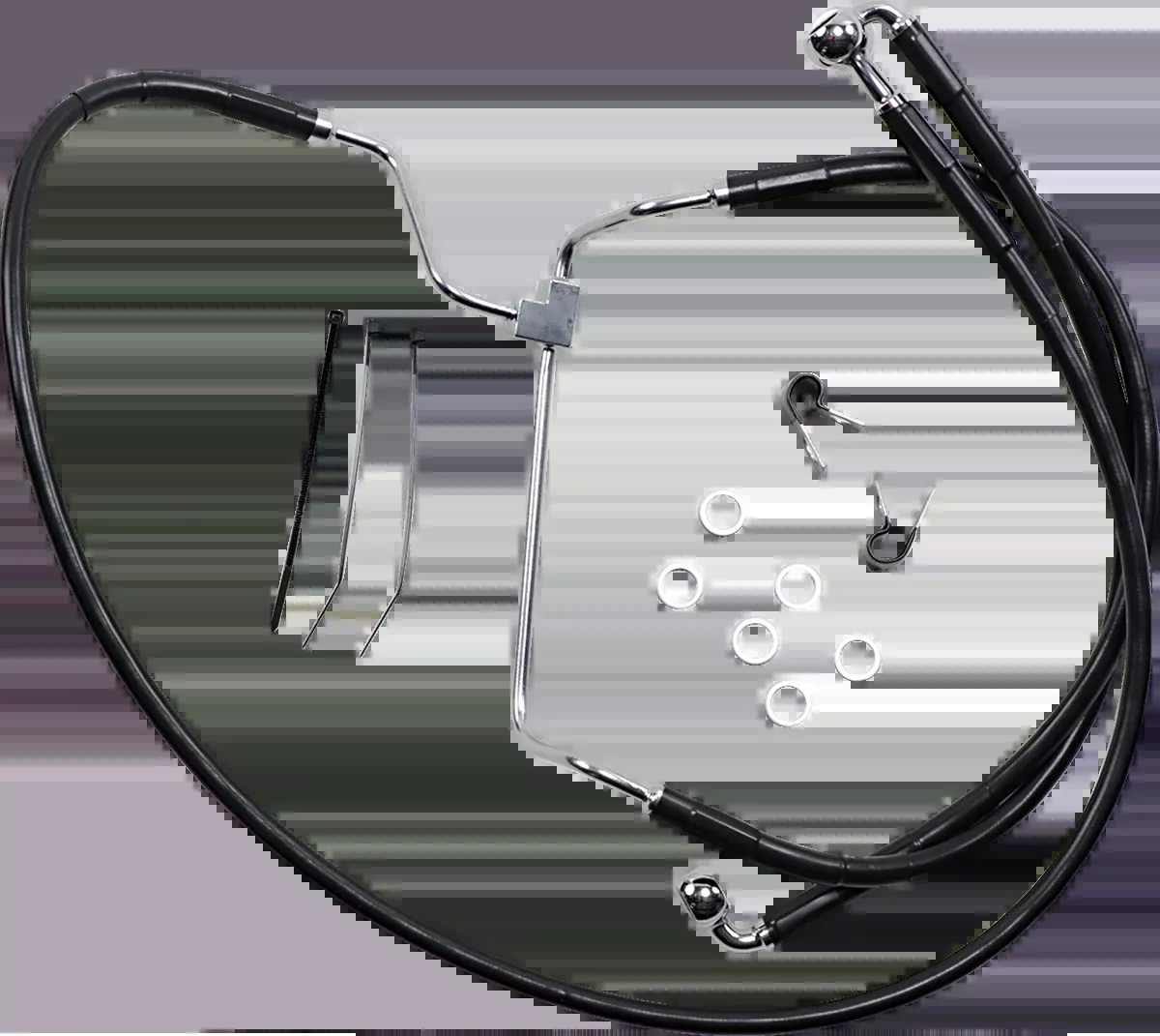Drag Specialties Black Vinyl +8" Extended Brake Line Kit 2014-25 Harley Touring