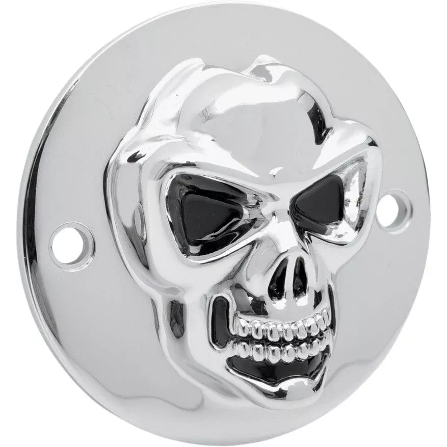 Drag Specialties Chrome 3D Skull Points Ignition Cover Harley EVO 84-99