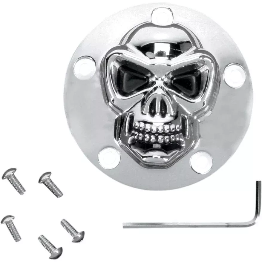 Drag Specialties Chrome 3D Skull Points Ignition Cover Harley Twin Cam 99-15