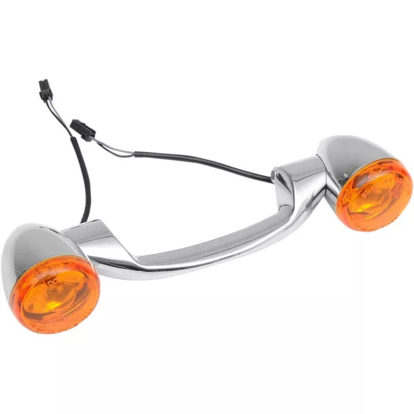 Drag Specialties Chrome Bullet Style Rear Turn Signal Bar for Harley 91-08
