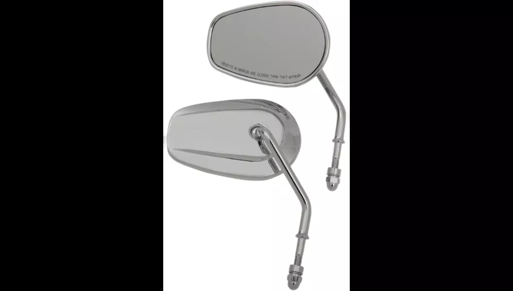 Drag Specialties Chrome OE Style Short Stem Teardrop Mirrors for Harley Models