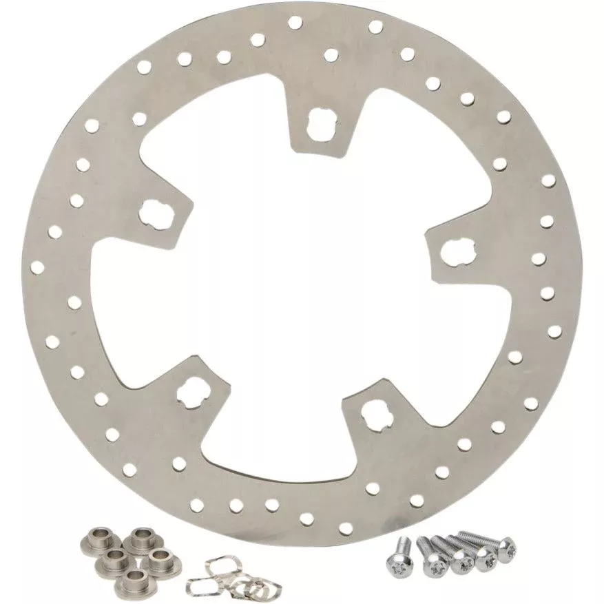 Drag Specialties Ground Stainless Custom Front Brake Rotor 14-18 Harley FLH