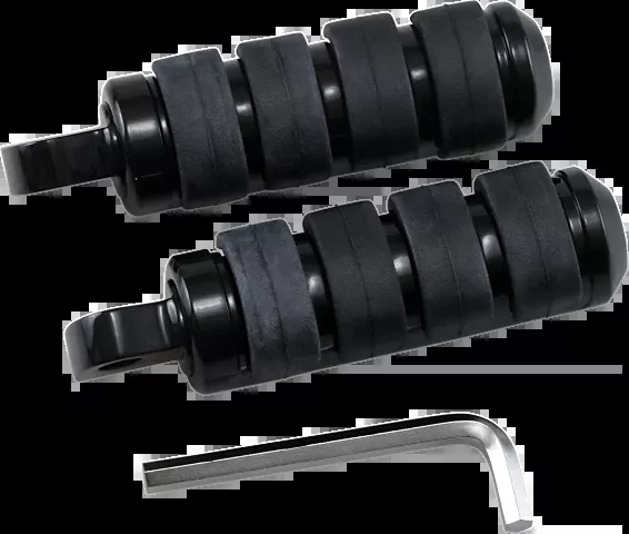 Drag Specialties Large Black Soft Ride Male Mount Footpegs for Harley Davidson