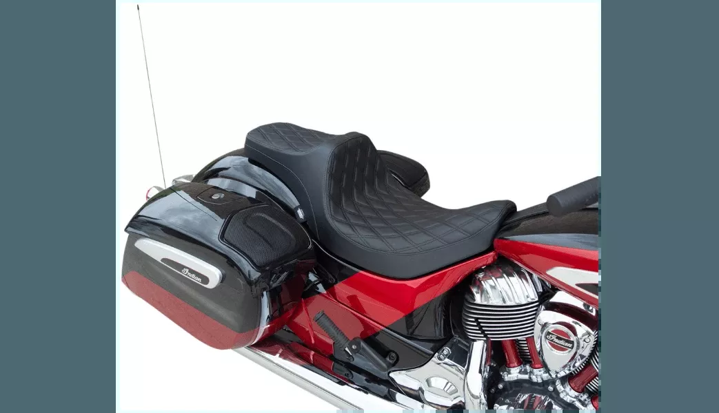 Drag Specialties Predator III Seat for '14-Up Indian Touring Models - Double Diamond Black Vinyl